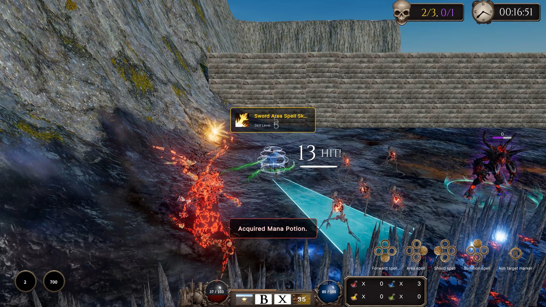 Shield magic protecting the player during a fight